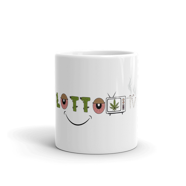 Lotto Weed TV White glossy mug